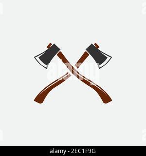 Cross axe symbol logo design vector template Stock Vector