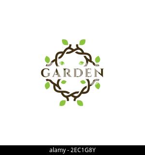 Creative organic garden logo design symbol vector template Stock Vector