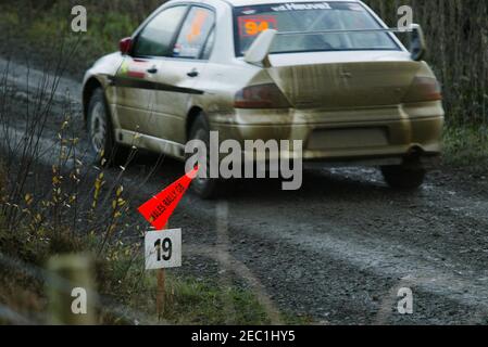 2006 WORLD RALLY CHAMPIONSHIP BRITISH LEG RACED AT BRECHFA FOREST NEAR CARMARTHEN IN WEST WALES Stock Photo