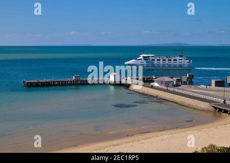 Queenscliff Sorrento Ferry and the ferry terminal in Sorrento, Mornington Peninsula, Victoria, Australia Stock Photo