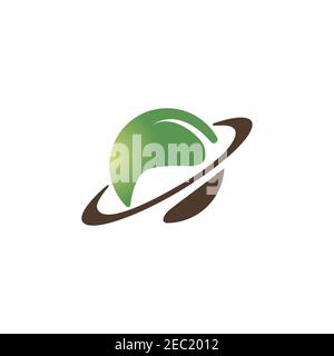 Green earth illustration logo design vector template Stock Vector