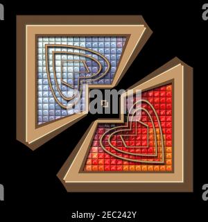 3D rendering combo creative graphics artwork with plastic and metallic elements Stock Photo