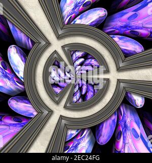 3D rendering combo creative graphics artwork with plastic and metallic elements Stock Photo