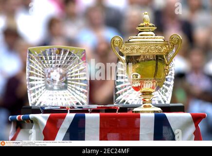 Tennis - Wimbledon - The All England Lawn Tennis Club, Wimbledon - Mens Singles Final - 3/7/05  The Wimbledon trophies  Mandatory Credit: Action Images / Tony O'Brien