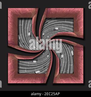 3D rendering combo creative graphics artwork with plastic and metallic elements Stock Photo