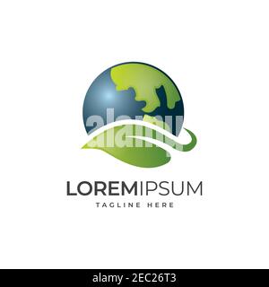 Green earth logo design illustration symbol vector template Stock Vector