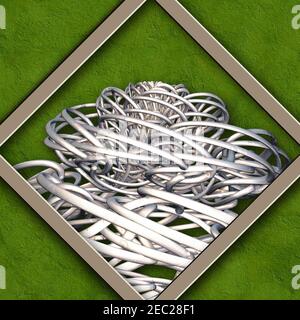 3D rendering combo creative graphics artwork with plastic and metallic elements Stock Photo