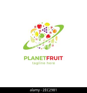 Planet fruit logo design inspiration vector template Stock Vector