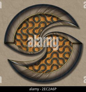 3D rendering combo creative graphics artwork with plastic and metallic elements Stock Photo