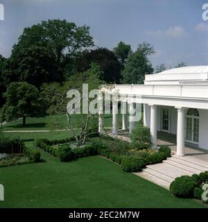 Rose Garden. View of the Rose Garden along the West Wing Colonnade. White House, Washington, D.C. Stock Photo