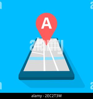 Smartphone screen map with point bus stop Stock Vector
