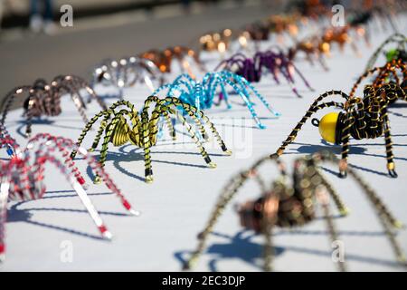 Europe, Spain, Basque Country, Bilbao, Souvenir Spiders on sale, based on the sculpture 'Maman' (1999) by Louise Bourgeois Stock Photo
