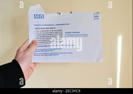 COVID-19 NHS Vaccination letter. Stock Photo