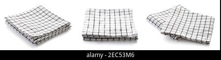 Set of squared kitchen towel isolated on white background Stock Photo