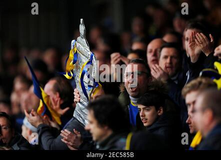 Soccer Football - FA Cup Fifth Round - AFC Wimbledon v Millwall - Kingsmeadow, London, Britain - February 16, 2019  AFC Wimbledon fans during the match   REUTERS/Eddie Keogh