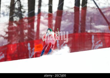 Cortina (BL, Italy. 13th Feb, 2021. Cortina (BL), Italy, Olympia delle Tofane, February 13, 2021, SIEBENHOFER Ramona (AUT) in action during 2021 FIS Alpine World SKI Championships - Downhill - Women - alpine ski race Credit: Luca Tedeschi/LPS/ZUMA Wire/Alamy Live News Stock Photo