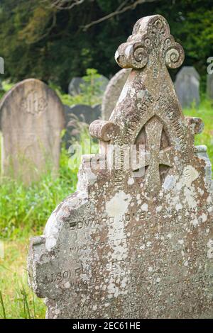 Grave in Llantysilio chuchyard, Wales Stock Photo
