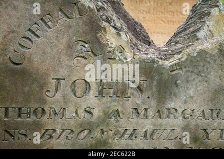 Grave in Llantysilio chuchyard, Wales Stock Photo