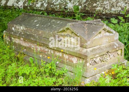Grave in Llantysilio chuchyard, Wales Stock Photo