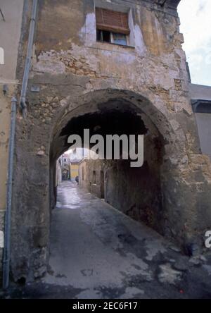 Sassari, Sardinai, Italy, Old town center (scanned from colorslide) Stock Photo