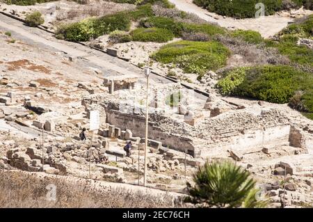 Ruins of ancient city Tharros on the west coast of Sardinia, Italy Stock Photo