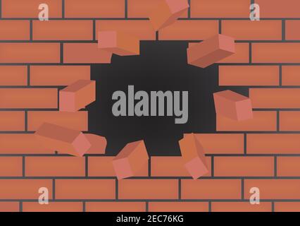Broken brick wall. vector illustration Stock Vector