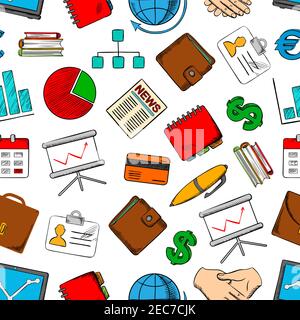 Business office accessories symbols collection Vector Image