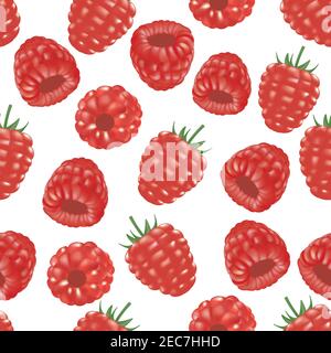 Raspberry seamless pattern. vector illustration Stock Vector