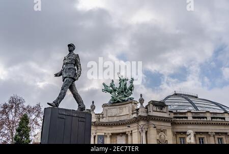 Statue of General Charles de Gaulle on the Avenue des Champs-Élysées, Paris, France Stock Photo