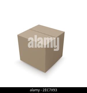 Closed isometric box. paper parcel. Realistic carton. Vector illustration Stock Vector