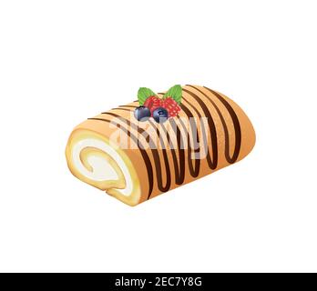 Roll cake slice. vector illustration Stock Vector