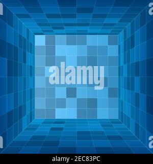Empty 3d room. Blue container inside view. Vector illustration Stock Vector