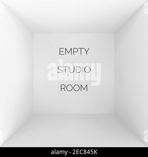 Empty 3d studio. White container inside view. Wrapping or box template. Vector Stock Vector