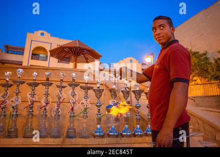 Nargileh or Water pipes in the luxurious Crowne Plaza Dead sea hotel in the dead sea, Jordan. Stock Photo