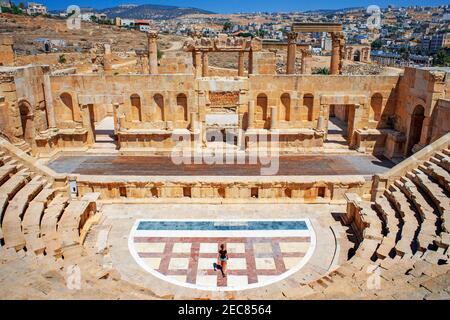 Roman theater or Jerash near Amman, Jordan, Middle East, Asia Stock Photo