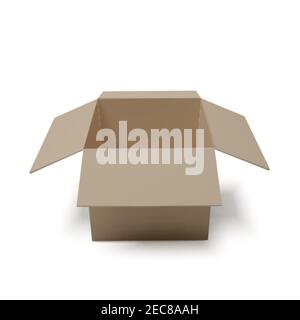 Open box. Empty paper parcel. Realistic carton. Vector illustration Stock Vector