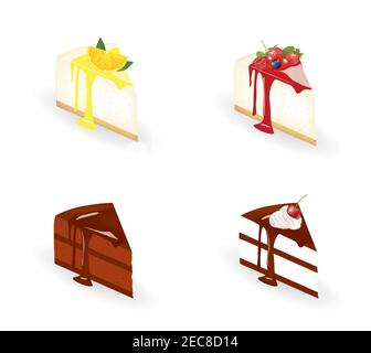 Cake piece set. vector illustration Stock Vector
