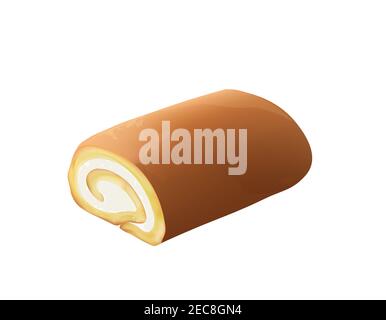 Roll cake slice. vector illustration Stock Vector