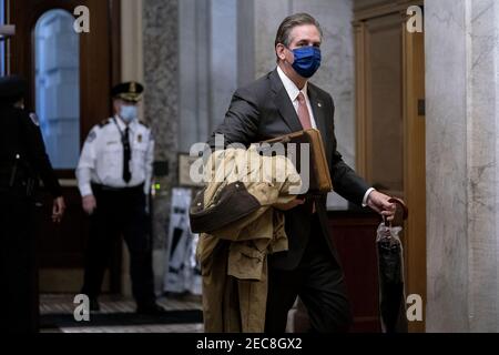 Washington, United States. 13th Feb, 2021. Bruce Castor, defense attorney for Donald Trump, arrives for the impeachment trial of former President Donald Trump, in Washington DC, on Saturday, February 13, 2021. Pool photo by Stefani Reynolds/UPI Credit: UPI/Alamy Live News Stock Photo