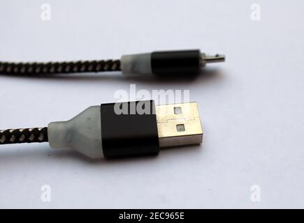 USB data cable on the white background photo capture from Bangladesh Stock Photo