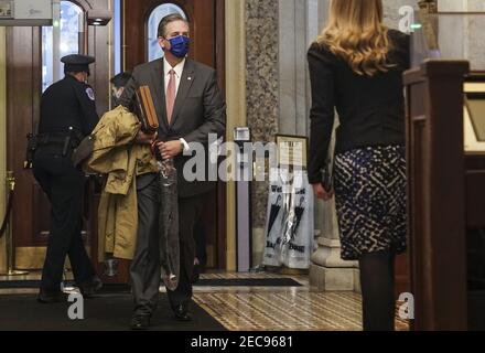 Washington, United States. 13th Feb, 2021. Bruce Castor, defense attorney for Donald Trump, enters the U.S. Capitol for the impeachment trial of former President Donald Trump in Washington, DC on Saturday, February 13, 2021. Photo by Leigh Vogel/UPI Credit: UPI/Alamy Live News Stock Photo