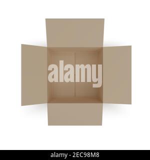 Open box top view. paper parcel. Realistic carton. Vector illustration Stock Vector