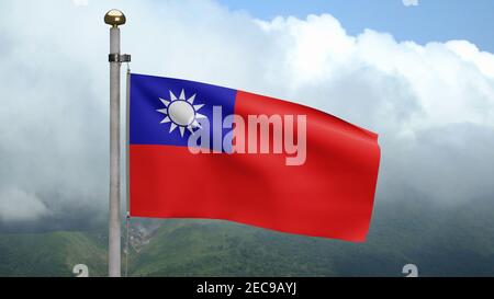 Taiwan flag blowing in the wind Stock Photo - Alamy