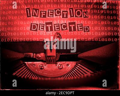 Infection detected, Computer Virus on a Mechanical Typewriter Stock Photo