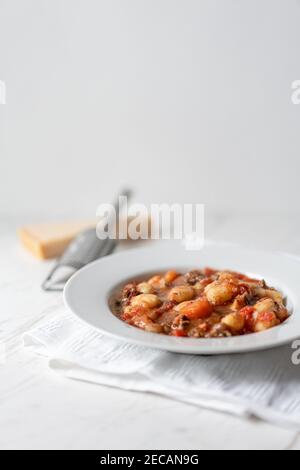 Italian Gnocchi Potatoes Beef Casserole and Parmesan Stock Photo