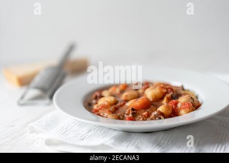 Italian Gnocchi Potatoes Beef Casserole and Parmesan Stock Photo