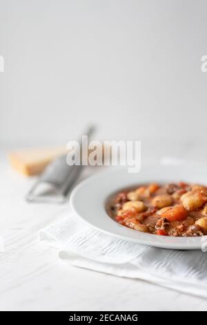 Italian Gnocchi Potatoes Beef Casserole and Parmesan Stock Photo