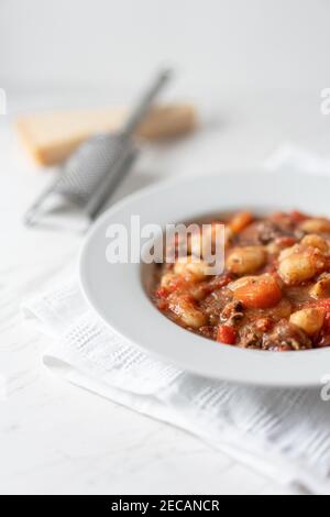 Italian Gnocchi Potatoes Beef Casserole and Parmesan Stock Photo