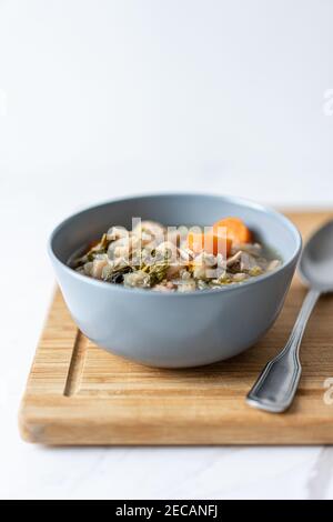 Lamb and Beans Stew with Leeks, Carrots and Butterbeans Stock Photo