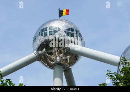 Atomium structure, steel atom sculpture representing an iron crystal in Brussels, Belgium Stock Photo